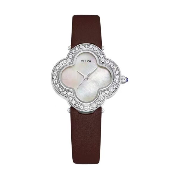 Lucky Girl Watch Leather Strap Diamond Craft Ladies Gift Hope Faith Pearl shell Ladies Quartz Watch Montres pour femmes - Image 6