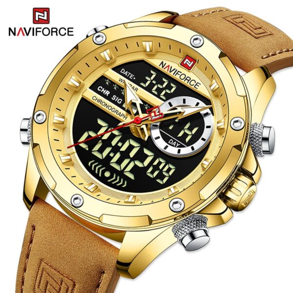 Luxury Brand Original Watches For Men Casual Sports Chronograph Alarm Quartz Wrist Watch Leather Waterproof Clock 9163 - Image 4