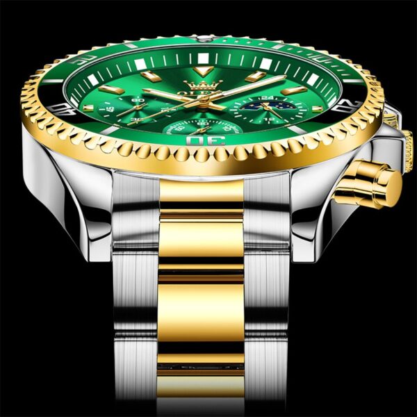 Men Watch Quartz Waterproof Luminous Stainless Steel Watch Green Sport Date Moon phase Wrist Watch for Men Reloj hombres - Image 5