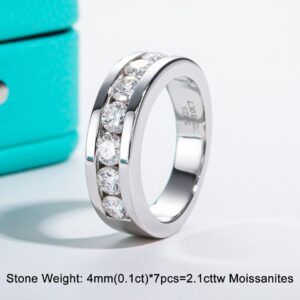 4mm Moissanite Wedding Band 925 Sterling Silver Certificate Lab Created Diamond Gold Plated Band Ring Men Women Ring