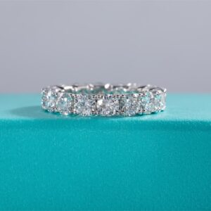 4mm D Color Moissanite Eternity Band Ring 925 Sterling Silver Wedding Rings For Women Jewelry Wholesale