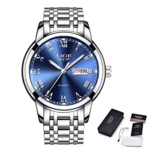 LIGE Stainless Steel Watch Luxury Men Watches Date Watch for Men Business Wirstwatchs Men Waterproof Quartz Watches Classic Clock