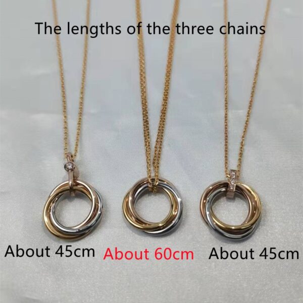 925 silver gold-plated European and American classic three-color three-ring necklace ladies fashion trend brand jewelry gift - Image 3