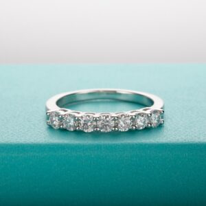 3mm 0.7ct Moissanite Half Eternity Band Ring 925 Sterling Silver 7 Stone Engagement Wedding Rings For Women