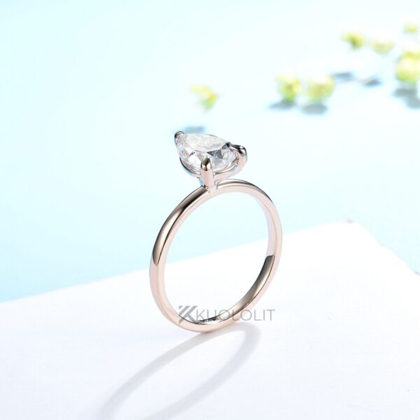 2CT Pear Cut Moissanite Ring for Women Soild 18K 14K Yellow Gold  Solitaire Jewerlry for Engagement Christmas Gift - Image 3