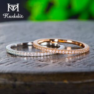 14K 10K Solid Gold 100% Moissanite Rings for Women 100% Hand Setting Matching Half Eternity Wedding Band Engagement