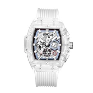 Luxury Brand Transparent Plastic Watch Men Women Clock  Sports Casual Unique Quartz Tonneau Mens Wristwatches
