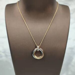 925 silver gold-plated European and American classic three-color three-ring necklace ladies fashion trend brand jewelry gift