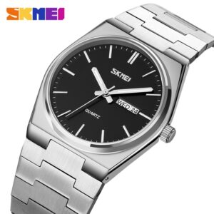 New Casual Quartz Clock Male Full Steel Time Week Date Sports Watch Mens Waterproof Business Wristwatches Man reloj hombre