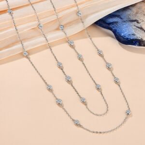 925 Silver Necklace Chain Round Cut 3.5mm D Color Moissanite Necklace for Women Elegant Charms Fine Jewelry Pass Test