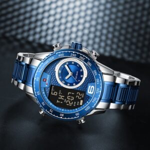 NAVIFORCE Luxury Brand New Watch for Men Stainless Steel Dual Display Quartz Wrist Watches Waterproof Military Sports Male Clock