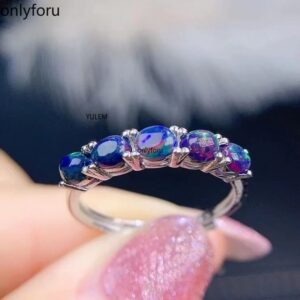 Boutique Jewelry 925 Sterling Silver Inlaid Natural Black Opal Necklace Ring Earring Female Suit Support Detection