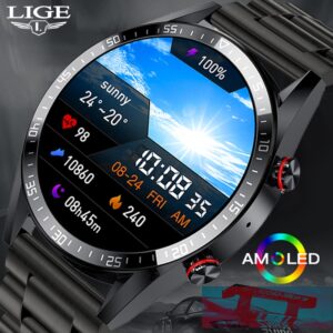 New 454*454 Screen Smart Watch Always Display The Time Bluetooth Call Local Music Smartwatch For Mens Android TWS Earphones