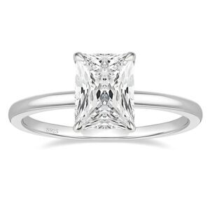 3CT 925 Sterling Silver Engagement Rings Radiant Cut Solitaire Cubic Zircon Wedding Promise Ring Wedding Bands for Women