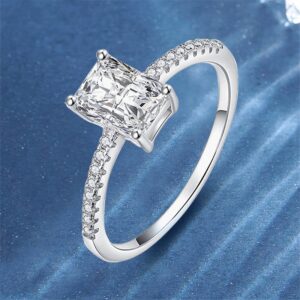 925 Sterling Silver 3CT Moissanite Engagement Ring For Women D Color Rectangle Cut Diamond Wedding  Jewelry Gifts GRA Certified