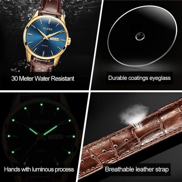 Men Quartz Watches Brand Luxury Casual Fashion Men's Watch For Gifts Breathable leather Waterproof luminous Wristwatch - Image 7