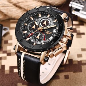 New Business Leather Men Watches Top Brand Luxury Quartz Watch For Men Waterproof Sport Big Dial Military Wristwatch
