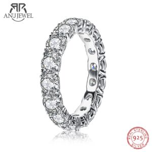 4mm D Color Moissanite Eternity Band Ring 925 Sterling Silver Wedding Rings For Women Jewelry Wholesale