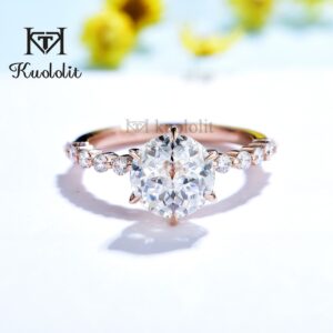 2CT Jubilee Cut Moissanite 14K 585 Rose Gold Rings for Women D VVS Round Moissanite Bubble Luxury Ring for Engagement