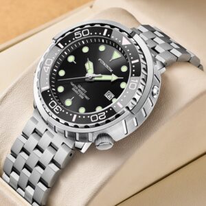 New Men Watches 5ATM Sports Waterproof Quartz Wristwatch Luminous Clock with Steel Bezel Watch for Men Relogio Masculino+Box
