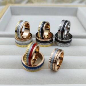 925 Silver Gilded European and American Premium Gear Rotating Ring Luxury Fashion Brand Jewelry Gift for Men and Women