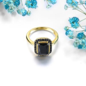 Natural Black Spinel Sterling Silver Yellow Gold Plated 2.6 Carats Genuine Gemstone Classic Design Women Luxury Style Jewellerys