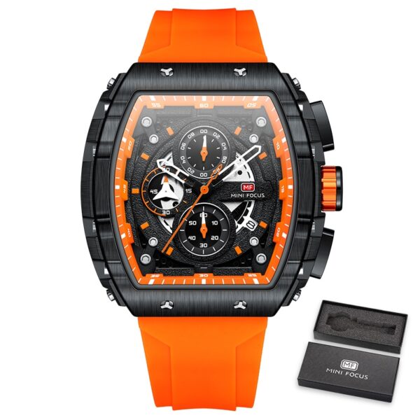 Chronograph Quartz Watches for Men Military Sport Silicone Strap Waterproof Wristwatch with Tonneau Dial Auto Date - Image 15