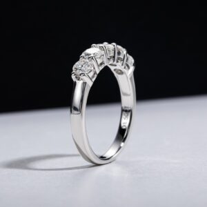 Fine Jewelry Five Stone 4mm D Color Moissanite Ring S925 Sterling Silver Ring Woman Wedding Bands