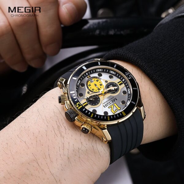 Chronograph Watches for Men Fashion Military Sport Silicone Strap Wristwatch with Auto Date Waterproof Quartz Watch часы - Image 7