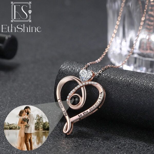 925 Sterling Silver Personalized Photo Projection Necklace for Women Custom Photo Love Heart Pendant Memorial Gifts - Image 8