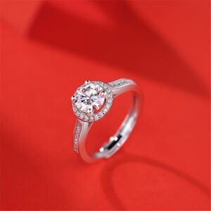 1 Carat Moissanite Classic Round Diamond Wedding Rings For Women Couple 925 Sterling silver Adjustable Wedding Party Jewelry