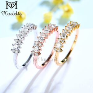 750 18K 14K Rose Gold Moissanite Ring for Women D VVS Solitaire Matching Wedding Diamond Band Engagement Christmas DIY