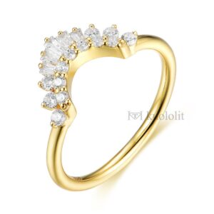 585 14K 10K Yellow Gold Moissanite Ring for Women Solitaire Matching V Band for Wedding Engagement Party Luxury Jewelry