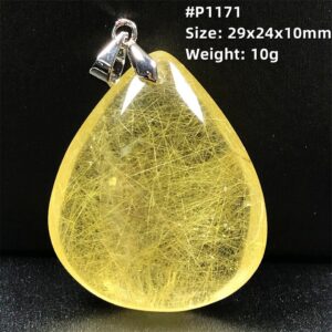 Top Natural Gold Rutilated Quartz Pendant Jewelry For Women Men Silver Beads Luck Wealth Stone Water Drop Crystal Gemstone AAAAA