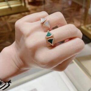 925 Silver Gilded Natural White Fritillaria Double Fan Ring European and American Luxury Women Fashion Brand Jewelry Gift