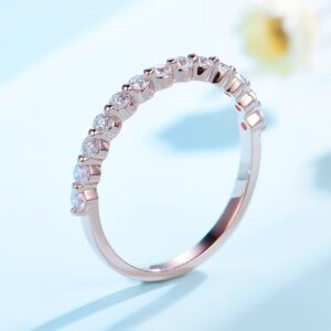 Ring 585 14K 10K 18K Rose Gold Half Eternity Bubble Rings for Women Jewelry Wedding Diamond Engagement Band