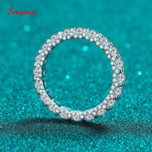 2.1CT White Gold Plated  Rings for Women 100% 925 Sterling Silver Full Enternity Diamond Band Wedding Ring GRA