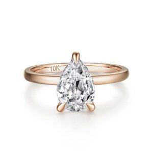2CT Pear Cut Moissanite Ring for Women Soild 18K 14K Yellow Gold  Solitaire Jewerlry for Engagement Christmas Gift