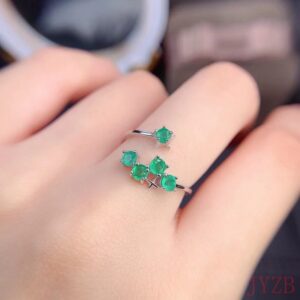 100% natural emerald ring 925 sterling silver, fashionable female wedding engagement oval cut 3X3 mm