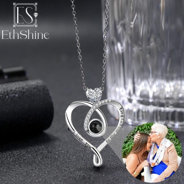 925 Sterling Silver Personalized Photo Projection Necklace for Women Custom Photo Love Heart Pendant Memorial Gifts - Image 5