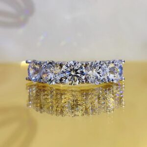 5mm 6.5mm Full Moissanite Ring for Women Men S925 Sterling Silver Eternity Sparkling Diamond Band Wedding Rings Jewelry
