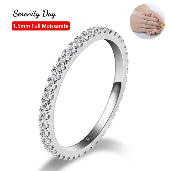 1.5mm Full Circle 0.57 Carat Moissanite Row Ring D Color S925 Sterling Silver Plated Pt950 Jewelry Women Wholesale - Image 2