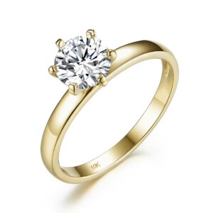 100% Natural Moissanite 585 14K 10K Yellow gold Ring for Women Round 1ct Solitaire ring wedding cluster bridal promise