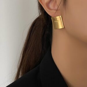 Square Gold Big Fashion Earrings For Women High Quality Vintage Luxury Jewelry Trend Party Runway