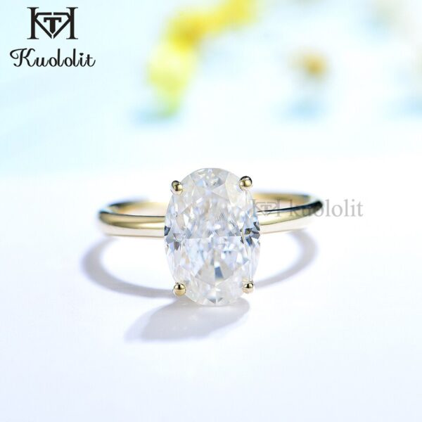 3.5CT Crushed Ice Oval Moissanite 18K 14K Yellow Gold Ring for Women D VVS Solitaire Ring for Engagement Party Wedding - Image 2