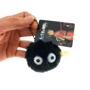 50Pcs/Lot Anime Spirited Away Keychain Plush Black Elf Small Briquettes Keychain for Women Girl Bag Pendant Jewelry Wholesale