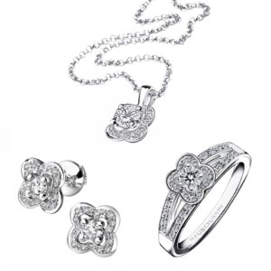 Collier Four Leaf Flower Diamond Ring Necklace Love N°1 luxury French Paris original jewelry ladies gift set