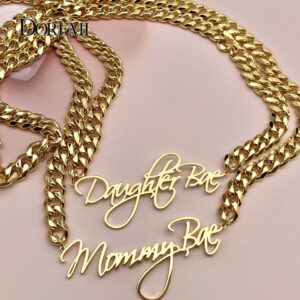 DOREMI 8mm Cuban Custom Name Pendant Personalized Necklace Thick Chain Customized Cursive Nameplate Necklaces Women  Gift