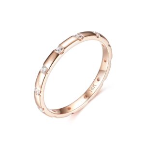 585 14K 10K Rose Gold Moissanite Ring for Women Solitaire Ring Matching Full Eternity Wedding Band for Engagement Rings