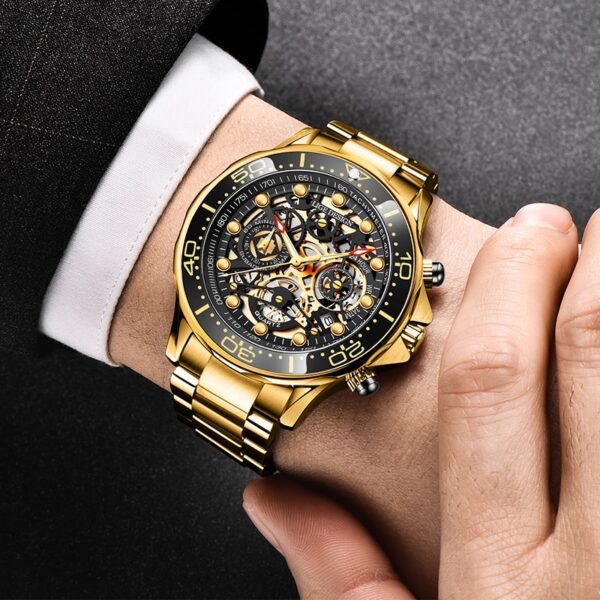 Gold Mens Watche Top Brand Luxury Stainless Steel Quartz Watch For Men Waterproof Sport Clock Male Chronograph - Image 11